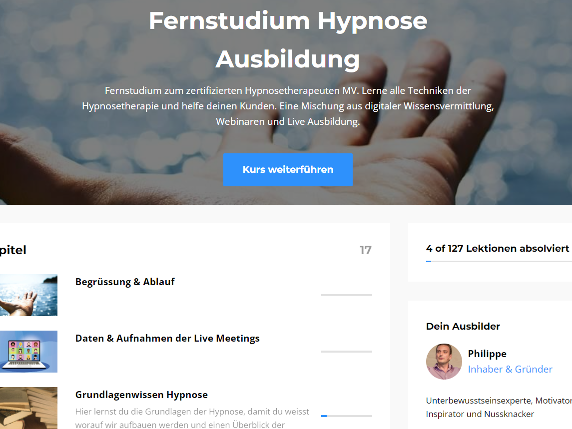 Hypnose Online Ausbildung